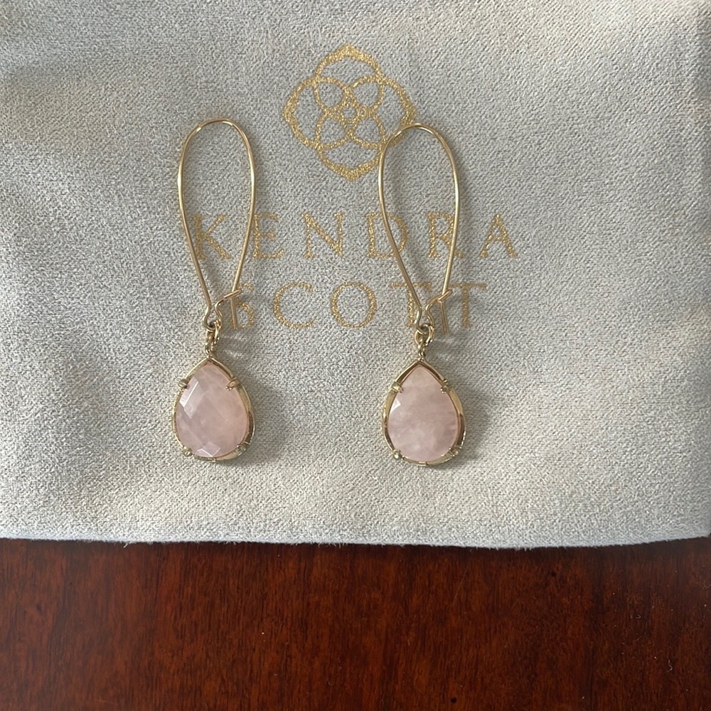 Kendra Scott Gold and Pink Drop Earrings
